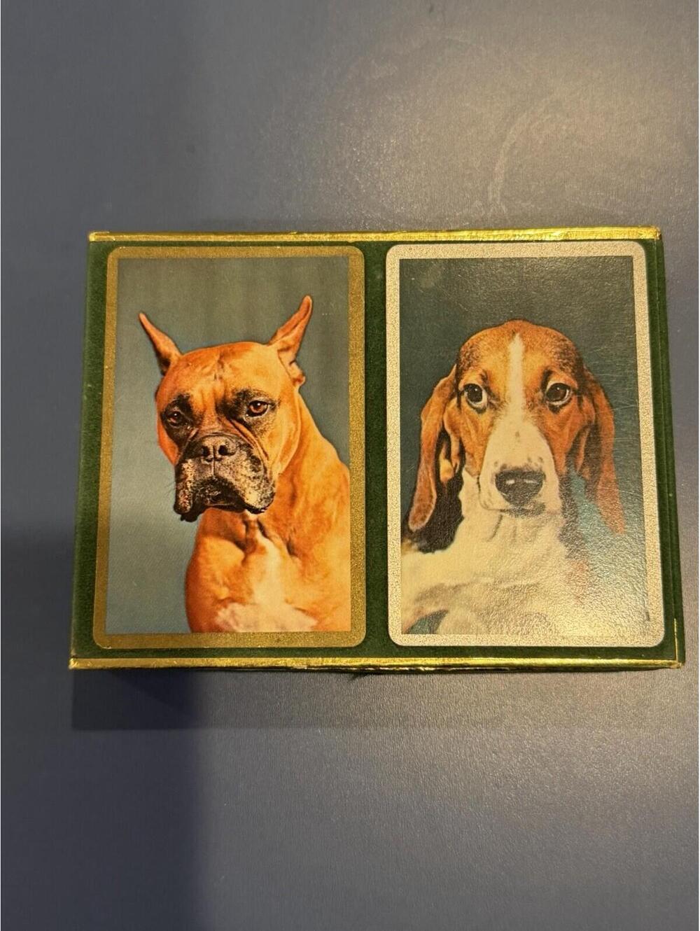 Vintage Playing Cards Congress Cel U Tone 2 Complete Decks Boxer & Beagle